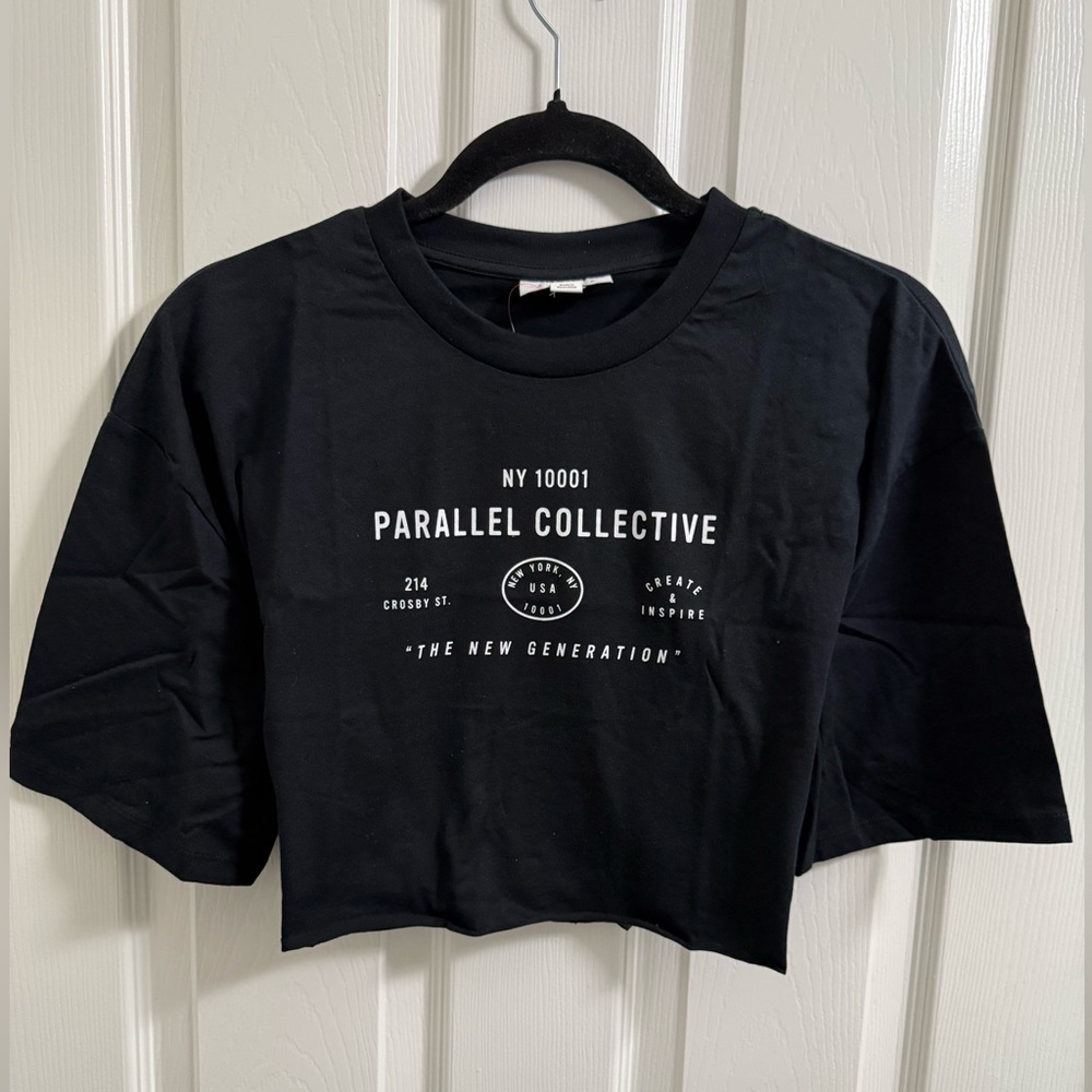 Topshop Black Tee with White Print